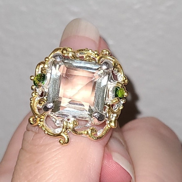 Genuine green amethyst sterling ring - Picture 6 of 13